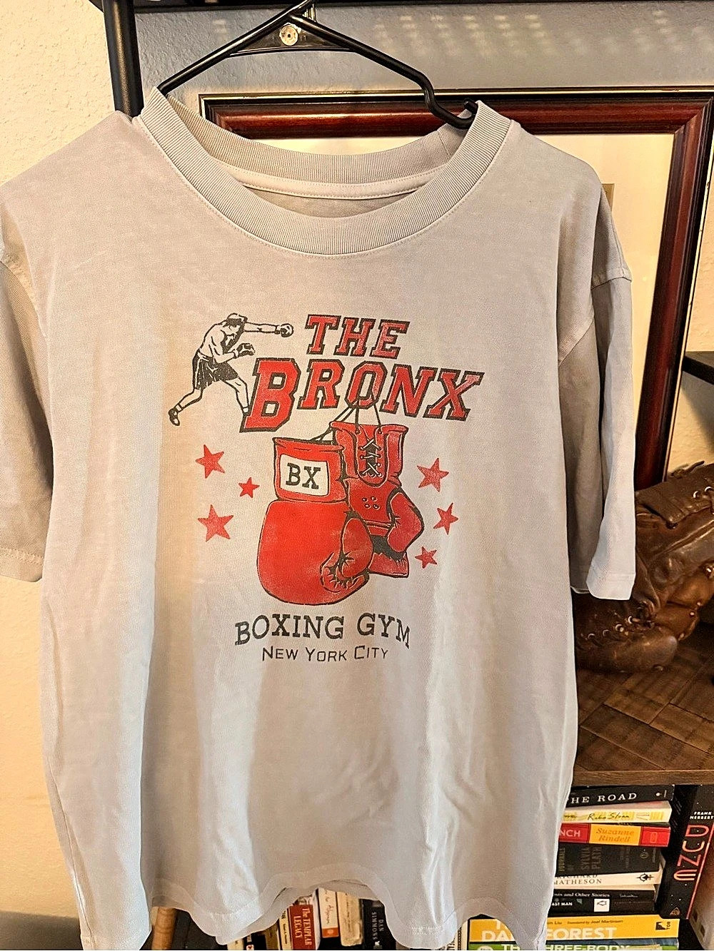 Hanes Bronx Boxing Gym Graphic Long Sleeve Tee Gray Small NWT